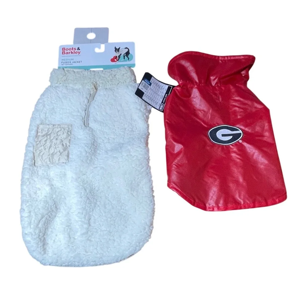Boots & Barkley Sherpa Jacket & Georgia Bulldogs Dog Vest Set NWT